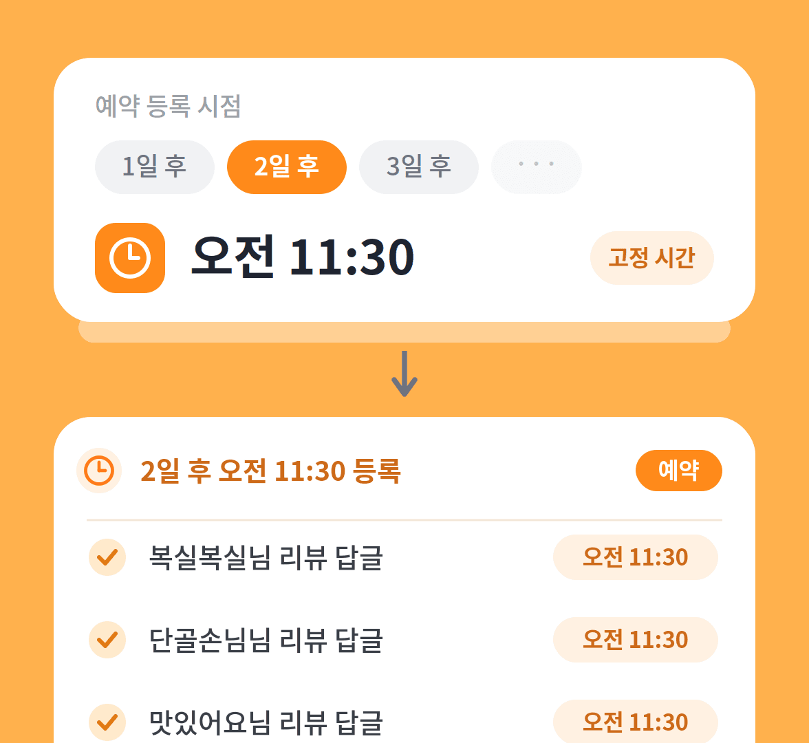 정해둔 시간에 예약 답글