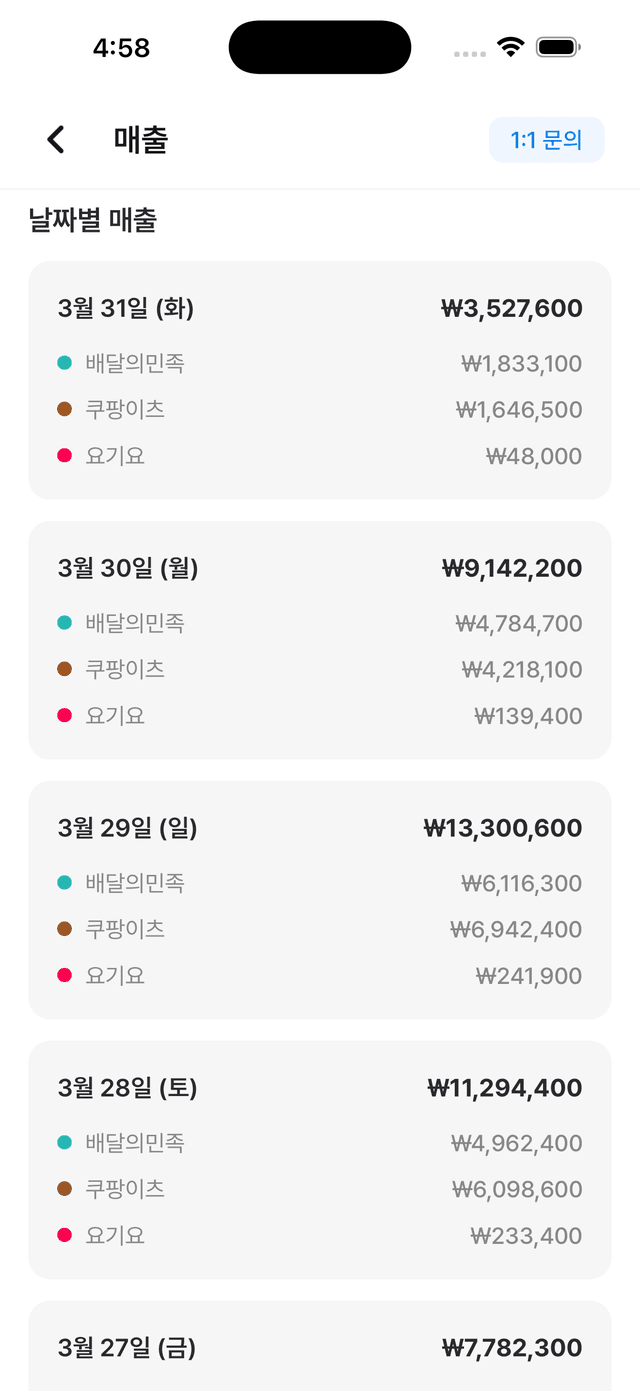 통합 매출·정산